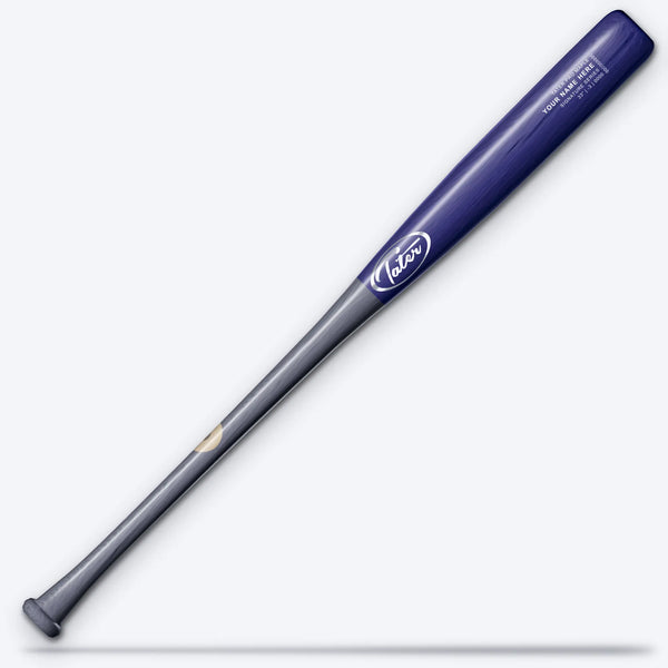 Tater CB15 Pro maple wood bat with grey handle, navy barrel and silver oval logo