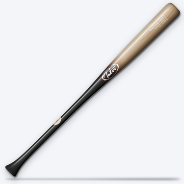 Tater J21 Pro maple wood bat with black handle, natural with pine tar barrel and silver oval logo