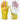 Pair of Tater long cuff batting gloves in Pink Lemonade, yellow with pink accents
