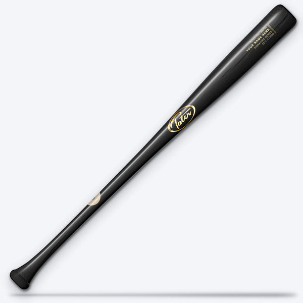 Tater X24 Pro maple wood bat with black handle, black barrel and gold oval logo