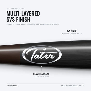 Silver Tater oval logo under the multi-layered SVS finish on the 243 Pro barrel
