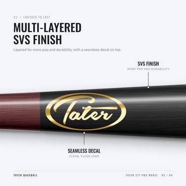 Gold Tater oval logo under the multi-layered SVS finish on the 271 Pro barrel