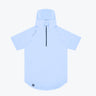 Fundamentals 1/4 zip short sleeve hoodie in baby blue, front view