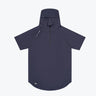 Fundamentals 1/4 zip short sleeve hoodie in navy, front view