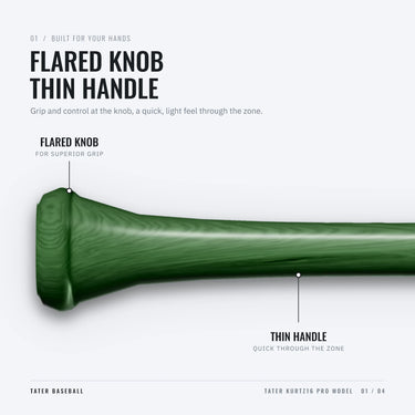 Flared knob and thin handle on the Tater KURTZ16 Pro
