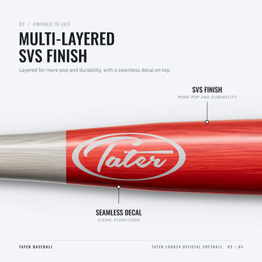 White Tater oval logo under the multi-layered SVS finish on the LGND34 barrel
