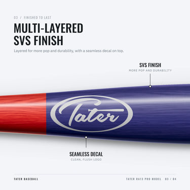 White Tater oval logo under the multi-layered SVS finish on the RA13 Pro barrel