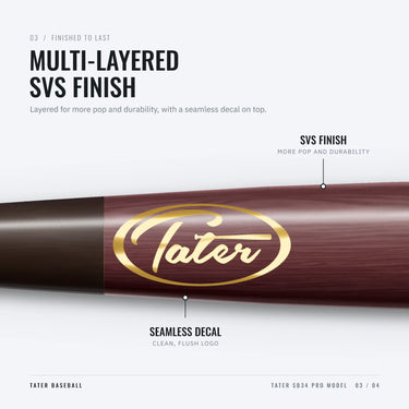 Gold Tater oval logo under the multi-layered SVS finish on the SB34 Pro barrel