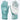 Teal and white baseball batting gloves with TB logo, perforated grip, and 'Play for Keep' wrist text