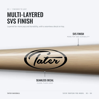 Black Tater oval logo under the multi-layered SVS finish on the Torpedo barrel