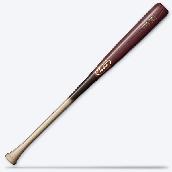 Tater X12 Pro maple wood bat with pine tar handle, cherry barrel and gold oval logo