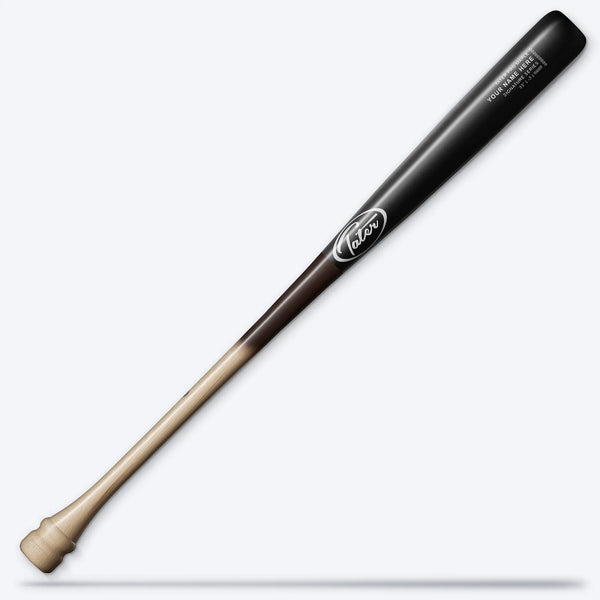 Tater X12CB maple wood bat with pine tar handle, black barrel and silver oval logo