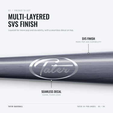 Silver Tater oval logo under the multi-layered SVS finish on the X4 Pro barrel