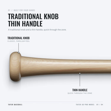 Traditional knob and thin handle on the Tater X6 Pro